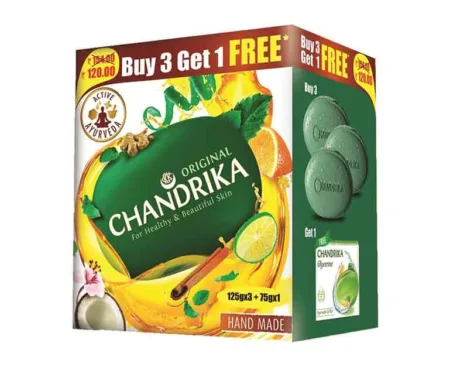 CHANDRIKA Ayurvedic Handmade Soap 125g (Pack of 3) with Free 75g